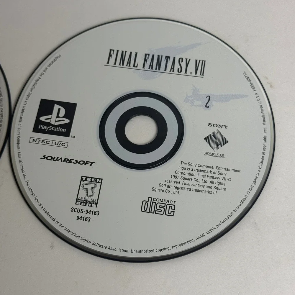 Final Fantasy VII PS1 Discs 1 and 2 Squaresoft Sony PlayStation Tested WORKS‎